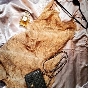 BLUE BLUSH Cheetah Sheer Dress, M in Brown & Black